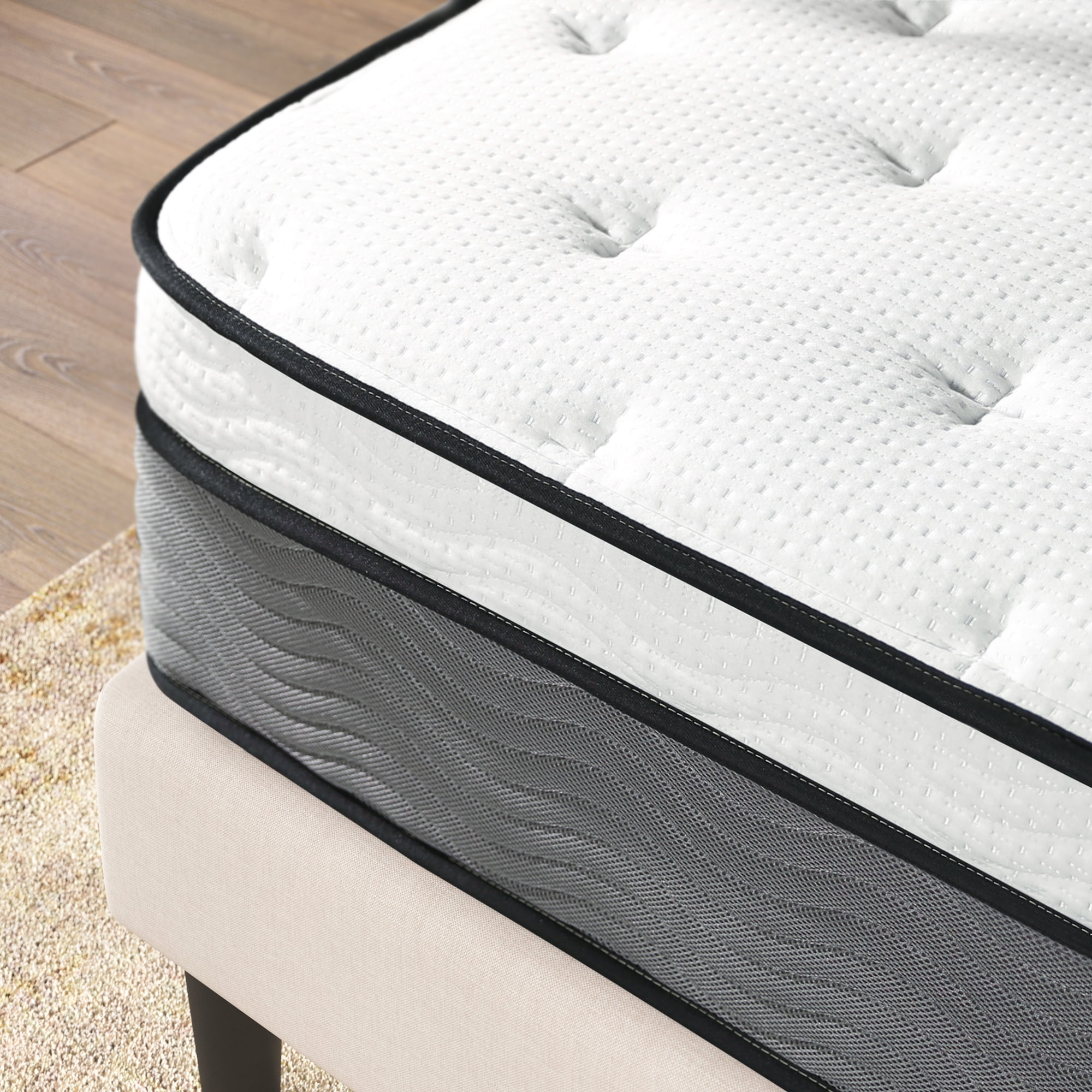 Zinus True Support 14" Full Euro Top Medium Hybrid Mattress with Comfort Foam and Pocket Springs