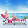 thumbnail image 2 of Goplus Outdoor Beach Lounge Chair Folding Chaise Lounge with Pillow Pink, 2 of 12