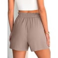 thumbnail image 5 of ANRABESS Shorts for Women,Dressy Casual Elastic High Waisted Shorts, Comfy Breathable Lightweight Short,Summer Shorts for Beach,Travel & Vacation Light Camel Large, 5 of 10