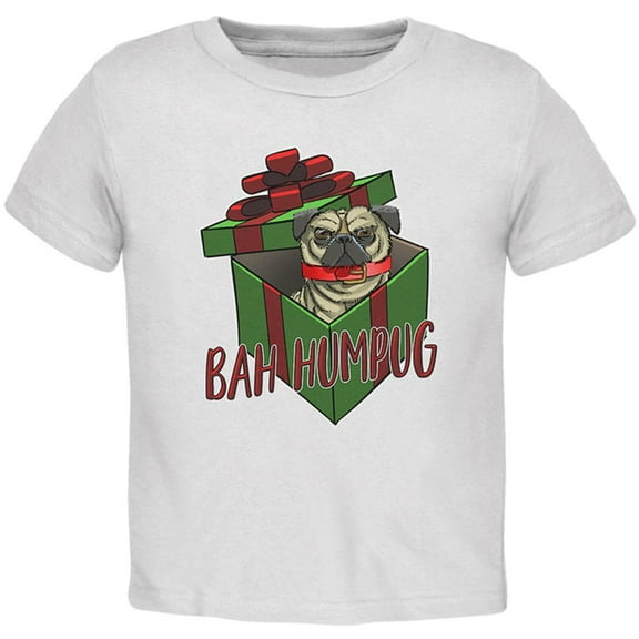 Christmas Bah Humpug Grumpy Scrooge Pug Gift Toddler T Shirt White 4T