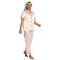 thumbnail image 6 of DAKIMOE Silk Satin Pajamas Set for Women Two-Piece Short Sleeve Shirt with Long Pajama Pant Set Soft Button Down Loungewear Nightwear Pjs Sleepwear for Women, 6 of 10