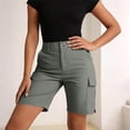 thumbnail image 3 of HappyYEE Women’s Hiking Shorts Button Waist Straight Leg Cargo Shorts with Multi-pocket Loose Fits Summer Outdoor Workout Sport Short ,Gray,XL, 3 of 7