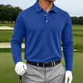 thumbnail image 3 of Sewkxo Men’s Casual Polo Shirt Long Sleeve waffle Button Collared Polo Knit Stretchy Golf Pullover Sweaters,Royal Blue M, 3 of 5