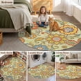 thumbnail image 5 of Gray Green Boho Floral Round Area Rug 4Ft Washable Circle Rugs for Bedroom Dining Room, Vintage Abstract Art Ethnic Flowers Non-Slip Carpet Floor Mats Indoor Outdoor Carpet Runner Home Decor, 5 of 8