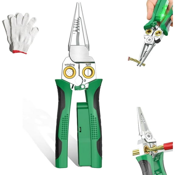 8 in 1 Wire Stripping Pliers, 8 in 1 Wire Stripper with Voltage Tester, Pinzas Para Electricista, Multi-function Electric Wire Stripping Tool for Cutting and Pulling (Green)