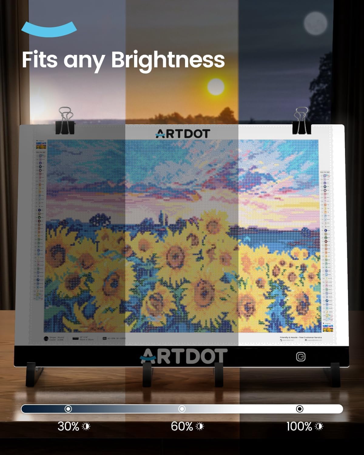 A3 LED Light Pad for Diamond Art Kits for Adults, USB Powered Light Board Kit, Adjustable Brightness with Diamond Painting Tools Detachable Stand and Clips