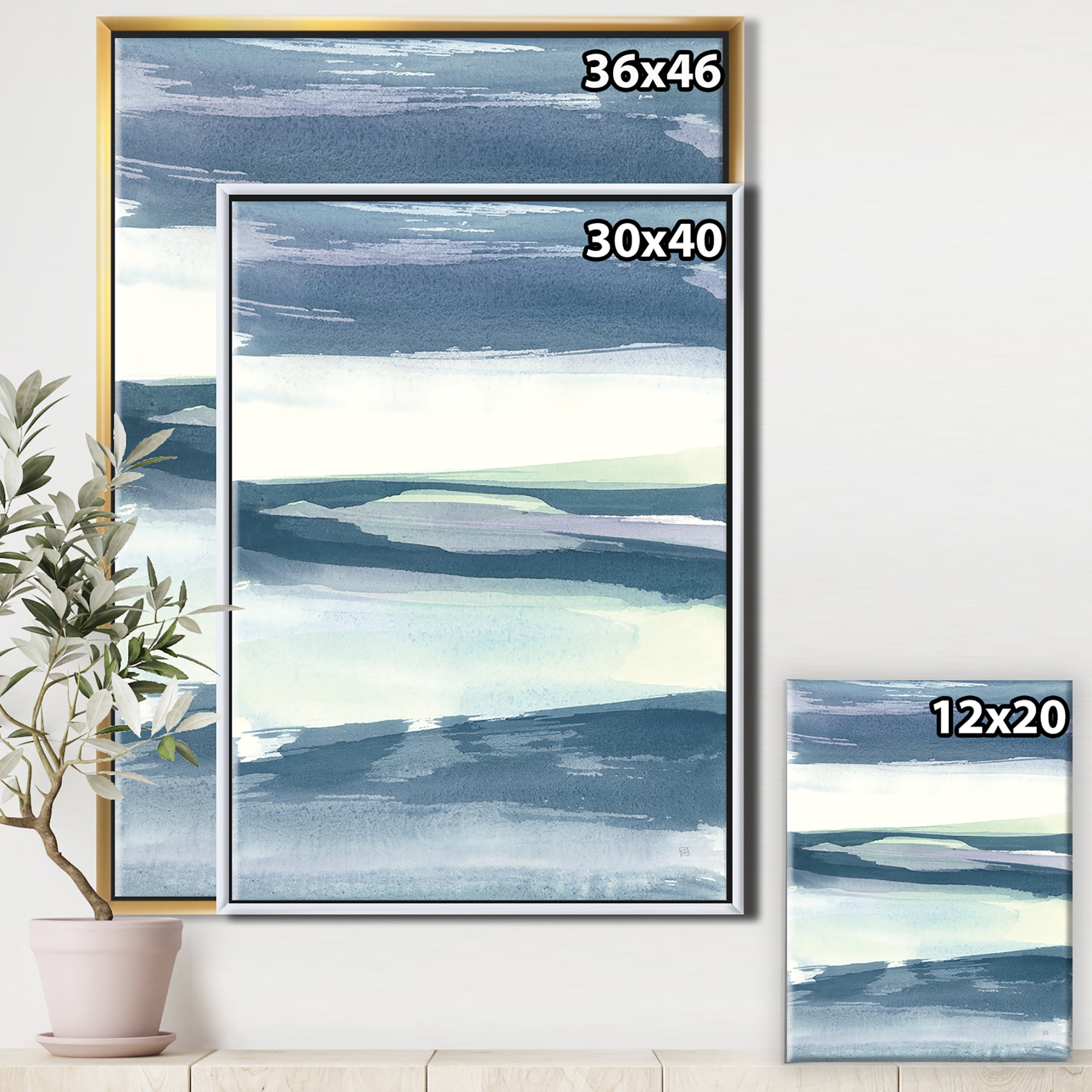 Designart ' Mint Indigo Dawn II ' Farmhouse Framed Canvas