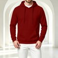 thumbnail image 6 of Resicozy Hoodies for Men Long Sleeve Solid Color Hooded Sweatshirts Casual Fall Spring Track Jackets with Pocket Wine L, 6 of 6