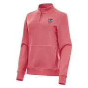 Women's Antigua Heather Red USWNT Crush Quarter-Zip Top