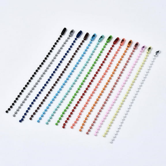 50pcs 50 Strands Spray Painted Iron Ball Chains Metal Hanging Chains Tag Chains with Connectors 2.5mm Iron Ball Chain Keychains DIY Necklace Jewelry Making Hanging Ornament Craft