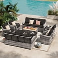 thumbnail image 4 of MEISSALIVVE Outdoor Patio Furniture Set with Swivel Chair, 10 Pieces Patio Conversation Set, Patio Sectional Furniture Set with 2 Three-seat sofa, 2 Fixed Single Chair and Coffee Table (Black), 4 of 9