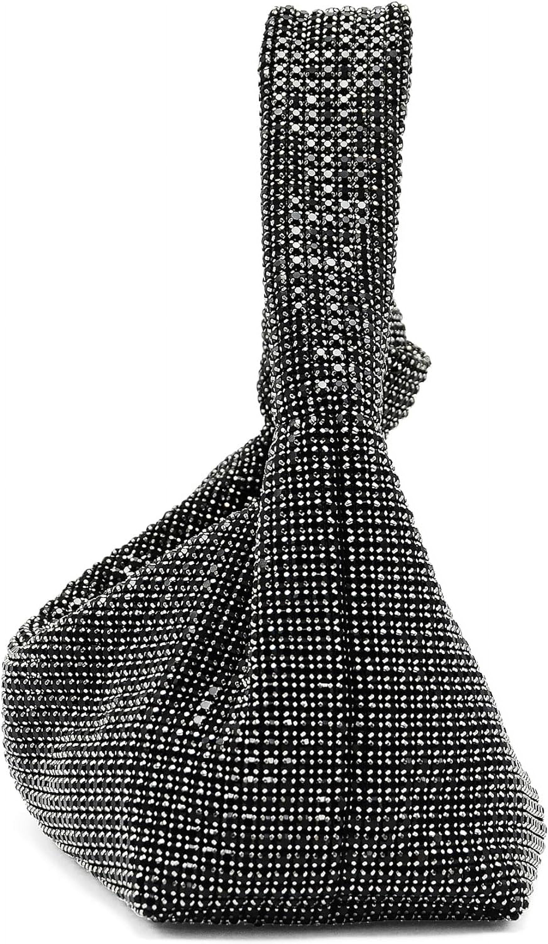 LinYooLi Women Knotted Handbag Sparkly Rhinestone Hobo Dumpling Bag Diamond Glitter Evening Clutch Purse
