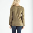 thumbnail image 4 of Womens L/XL Olive Green Abstract Print Brushed Jersey Tie Front Keyhole Long Sleeve Top by Howard's, 4 of 4