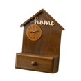 thumbnail image 2 of Reloj de pared decorativo con estante de exhibición redondo de madera con cajón de almacenamiento para pasillo Marrón, 2 of 9