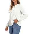 thumbnail image 4 of Long Sleeve Lace Blouses for Women Dressy Casual V Neck Work Shirts Tops XL White, 4 of 6