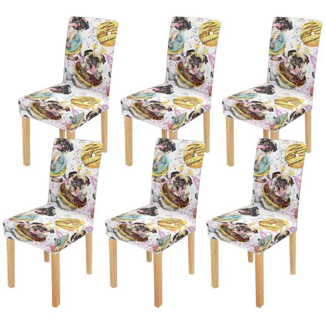ABPHQTO Funda protectora para silla con diseño de acuarela de perrito bonito, funda protectora para asiento para comedor, Hotel, fiesta de boda, juego de 6