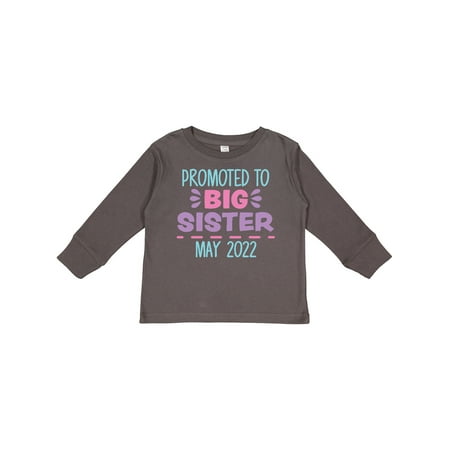 

Inktastic Promoted to Big Sister May 2022 Gift Toddler Toddler Girl Long Sleeve T-Shirt