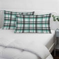 thumbnail image 4 of Teal Black Plaid Queen Size Pillow Cover, Pillowcase Protectors with Zipper, Breathable Decorative Throw Pillow Case Cover, Farmhouse Teal Black Checkered Pillow Shams for Couch Sofa 20x30Inch, 4 of 8