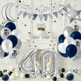 thumbnail image 3 of 40th birthday Decorations Birthday Party Supplies Set- Foil Happy Birthday Balloons Number 40 and Star Shaped Balloons Silver and Blue, 3 of 9