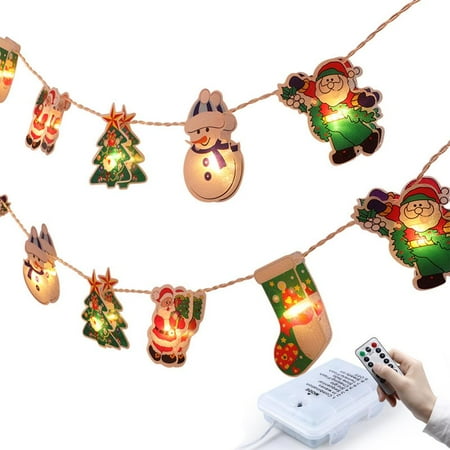 

ELENXS Christmas Tree Decoration Pendant Lights LED Christmas Old Man Snowman String Lights Remote Control LED Lamp