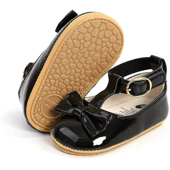 Infant Baby Girls Mary Jane Bowknot Flat Shoes Lightweight Soft Sole Princess Dress Shoes Toddler Shoes