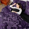 thumbnail image 4 of Feelyou Mystic Purple Damask Twin Bedding Sets 7-Piece, Hippie Western Print Bedding Comforter Set, Tribal Flower Floral Reversible Sheet Sets, Luxury Bedroom Decor, 4 of 7