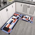 thumbnail image 3 of Blue White Geometric` Kitchen Rugs and Mats Sets Of 2,Kitchen Decoration Rugs,Rubber Backing Non-Slip Floor Mat for Sink Washable Waterproof Laundry Room Runner Rugs, 3 of 7