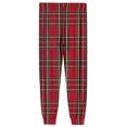 thumbnail image 6 of Wutalume Men's Drawstring Pocket Cuffed Casual Pants with Checkered Print, Comfortable Home Sleep Pants for Everyday Wear and Relaxation,Wine L, 6 of 7
