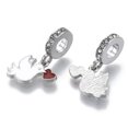 thumbnail image 2 of Alloy European Dangle Charms with Rhinestone and Enamel Large Hole Pendants Pigeon Platinum Creamy White 24mm Hole: 5mm Pigeon: 13x15x2mm DIY, 2 of 2