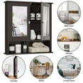 thumbnail image 4 of Pemberly Row Armoire de Rangement pour Salle de Bain à Double Porte Miroir Brun, 4 of 8