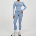 thumbnail image 4 of Women's Zipper Jacket and Leggings Set, High Waist Workout Outfit with Tummy Control, Butt Lifting Yoga Pants and Long Sleeve Top for Running, Gym, Yoga and Casual Sportswear Light Blue, 4 of 7
