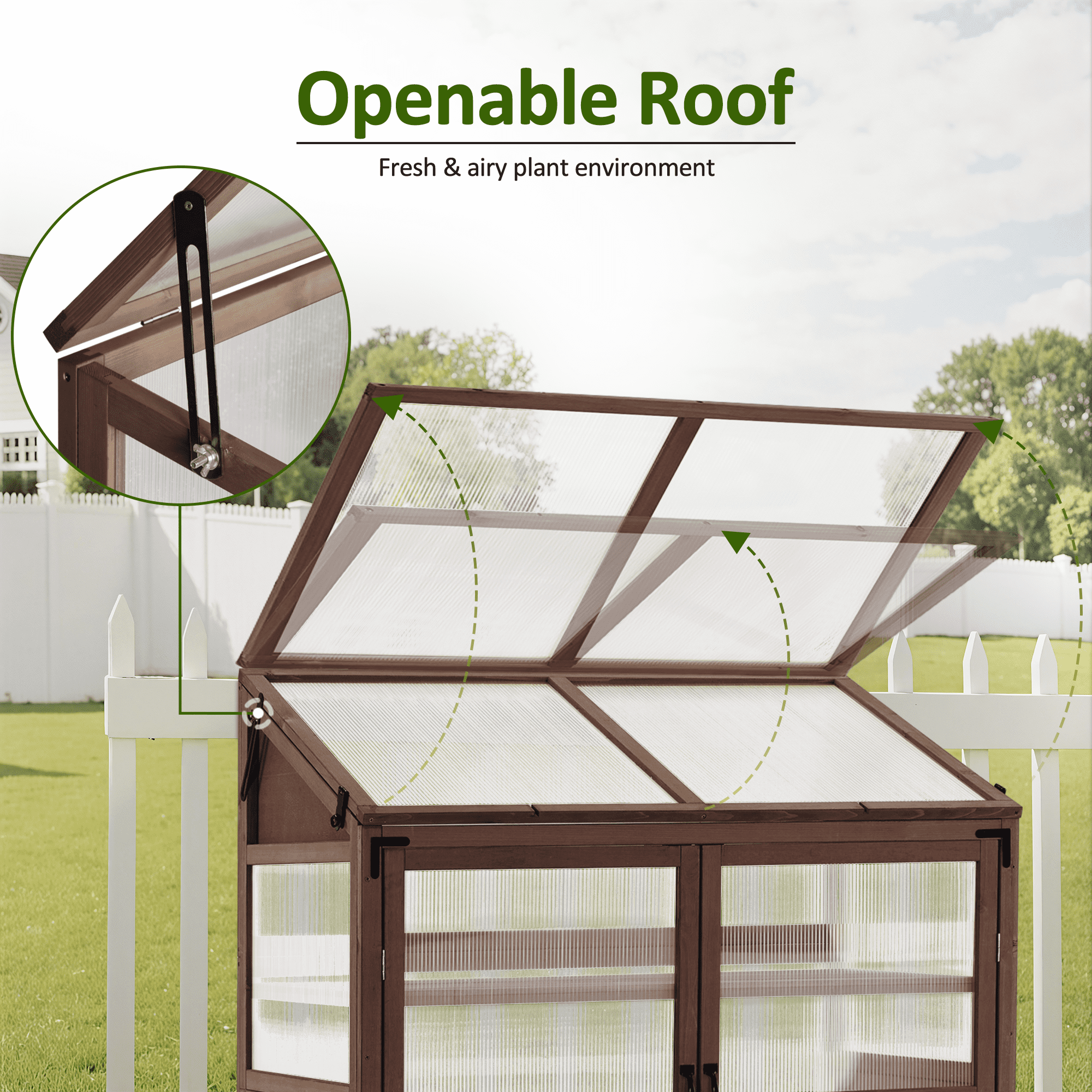 MCombo Cold Frame Large Wooden Greenhouse Cabinet Garden with Adjustable Shelves for Outdoor Indoor Use, 1344