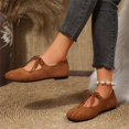 thumbnail image 5 of EKVAHL Women's Lace‑Up Ballet Flats, Bow Detail Mary Jane Shoes, Soft Sole All Season Casual Walking Flats Brown, 5 of 6