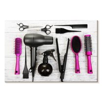 Elephant Stock Hair Salon Fuchsia Tools Wall Art - Horizontal Canvas Wall Art - Living Room Wall Decor - Fashion And Beauty Canvas - Black And White Decor - 51" x 34"