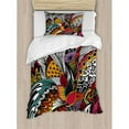 thumbnail image 3 of Ambesonne Garden Duvet Cover Set, Colorful Ornate Leaves, Queen, Multicolor, 3 of 3