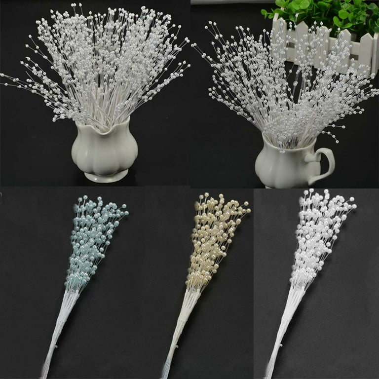 D-GROEE 50 Stems Pearls String Wedding Bouquet Floral Beaded Sticks for DIY  Bride Bouquet, Wedding Party Garland Decor, Table Centerpiece Decor 