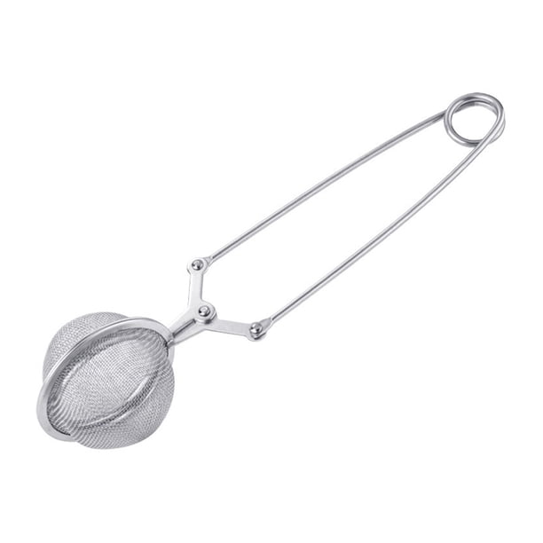 Infusor de té de acero inoxidable con asa, colador de té de malla con bola a presión, reutilizable, de metal, con pinzas para té suelto, hierbas y especias.