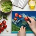 thumbnail image 3 of Highland Cutting Board, Lake in Altai Mountains Highlands Clouds Sunny Summer Day Travel Attraction, Decorative Tempered Glass Cutting and Serving Board, in 3 Sizes, by Ambesonne, 3 of 5