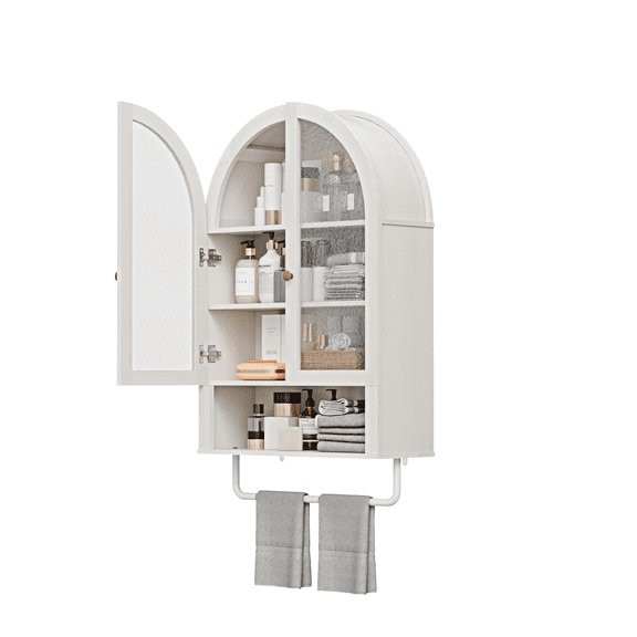 Bathroom Wall Cabinet, Modern Medicine Cabinet with with Adjustable Wood Shelf, Large Storage Cabinet for Bathroom, Livingroom, Kitchen, Antique White