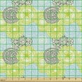 thumbnail image 2 of Ambesonne Ethnic Fabric by the Yard Upholstery, Pastel Folk Style Flower, 1 Yard, Apple Green Aqua Grey, 2 of 5