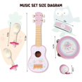 thumbnail image 3 of Woodenedu Guitarra Para Niños Para Niñas Instrumentos Musicales De Madera Juguetes Con Ukelele Pandereta Maracas Armónica Mini Conjuntos De Banda Para Niños Pequeños De 2 A 3 Años Regalo De Cumpleaños, 3 of 8