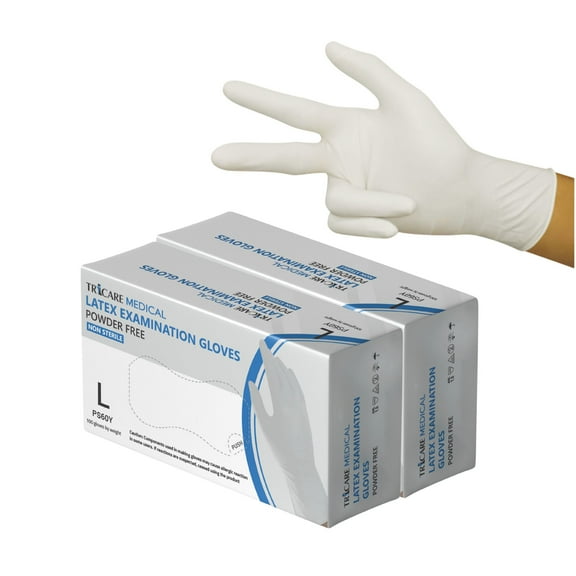 TRICARE Medical Latex Exam Gloves, Large, 200 Count, White, Medium Duty, Powder Free, 5.5 Mil