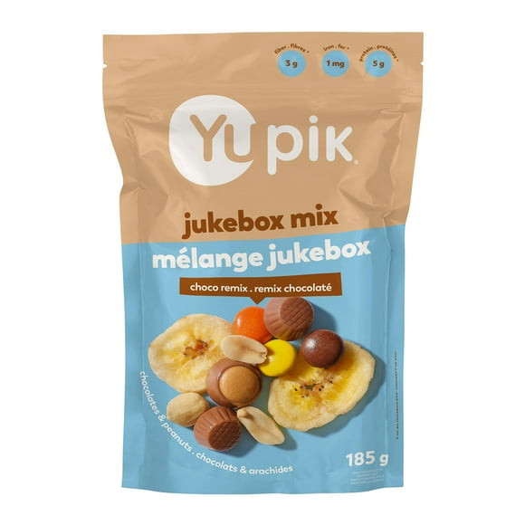 Yupik Jukebox Mix, 185 g, Kosher, Chocolatey Sweet Snacks, Elvis Sandwich Inspired Flavors, Retro Snack, Blend of Crunchy Bananas, Peanut Butter Cups & Candies, Chocolate Truffles, Party Snack