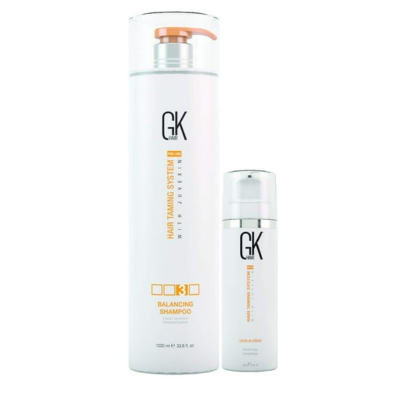 Shampooing Équilibrant Global Keratin GK Hair (1000ml/33.8oz) avec Crème après-Shampooing Sans Rinçage pour Démêlage Lissage Renforcement 130ml
