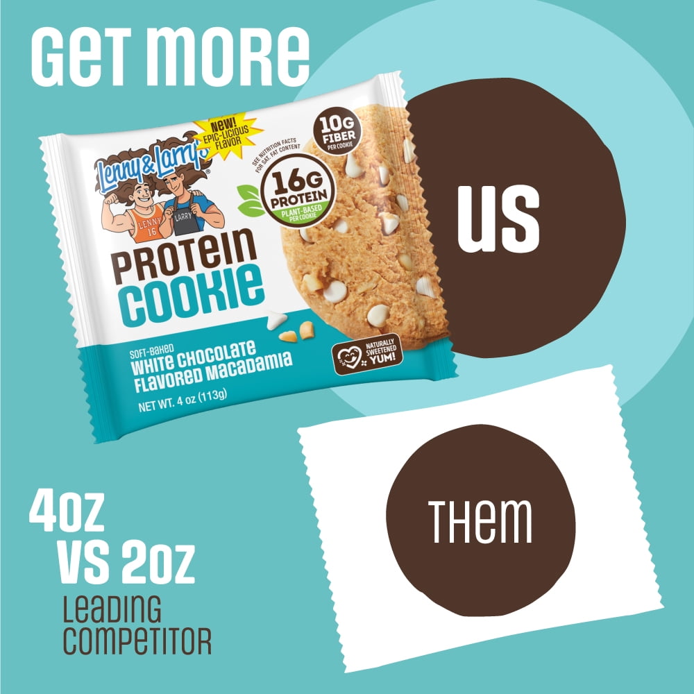 Lenny & Larry's Protein Cookie, White Chocolate Flavored Macadamia, 4 oz, 12 ct
