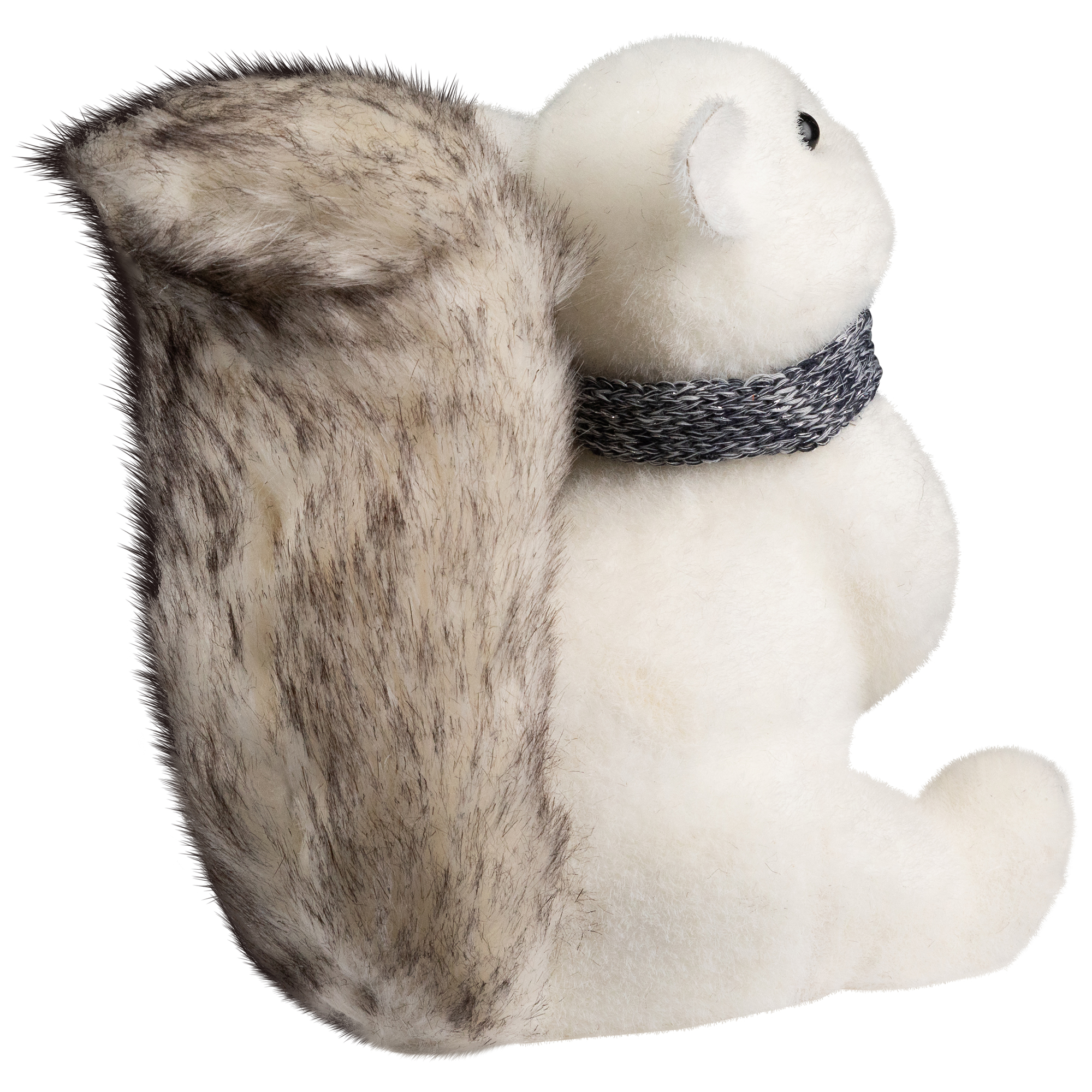 Northlight Snow Squirrel with Pinecone and Scarf Christmas Figure - 8.25" - White and Black