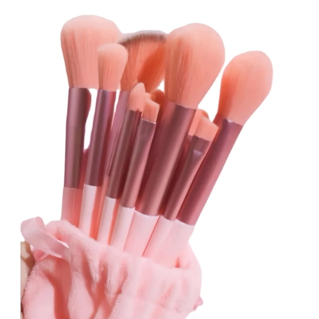 Set Brochas De Maquillaje 13 Pzs Profesional +bolsa Modelo Rosa