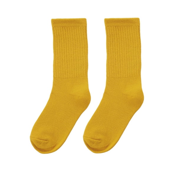 comerut Kids Girl Boy Solid Color Stretchy Soft Warm Breathable Middle Tube Crew Socks