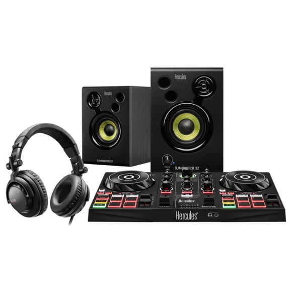 Set para DJ DJLEARNINKT HERCULES Audífonos y Monitores con Función Intelligent Music Assistant Negro