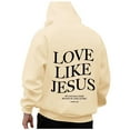 thumbnail image 2 of Love Jesus Hoodies for Men Christian Bible Verse Pullover Sweatshirt Casual Relaxed Fit Beige L, 2 of 5